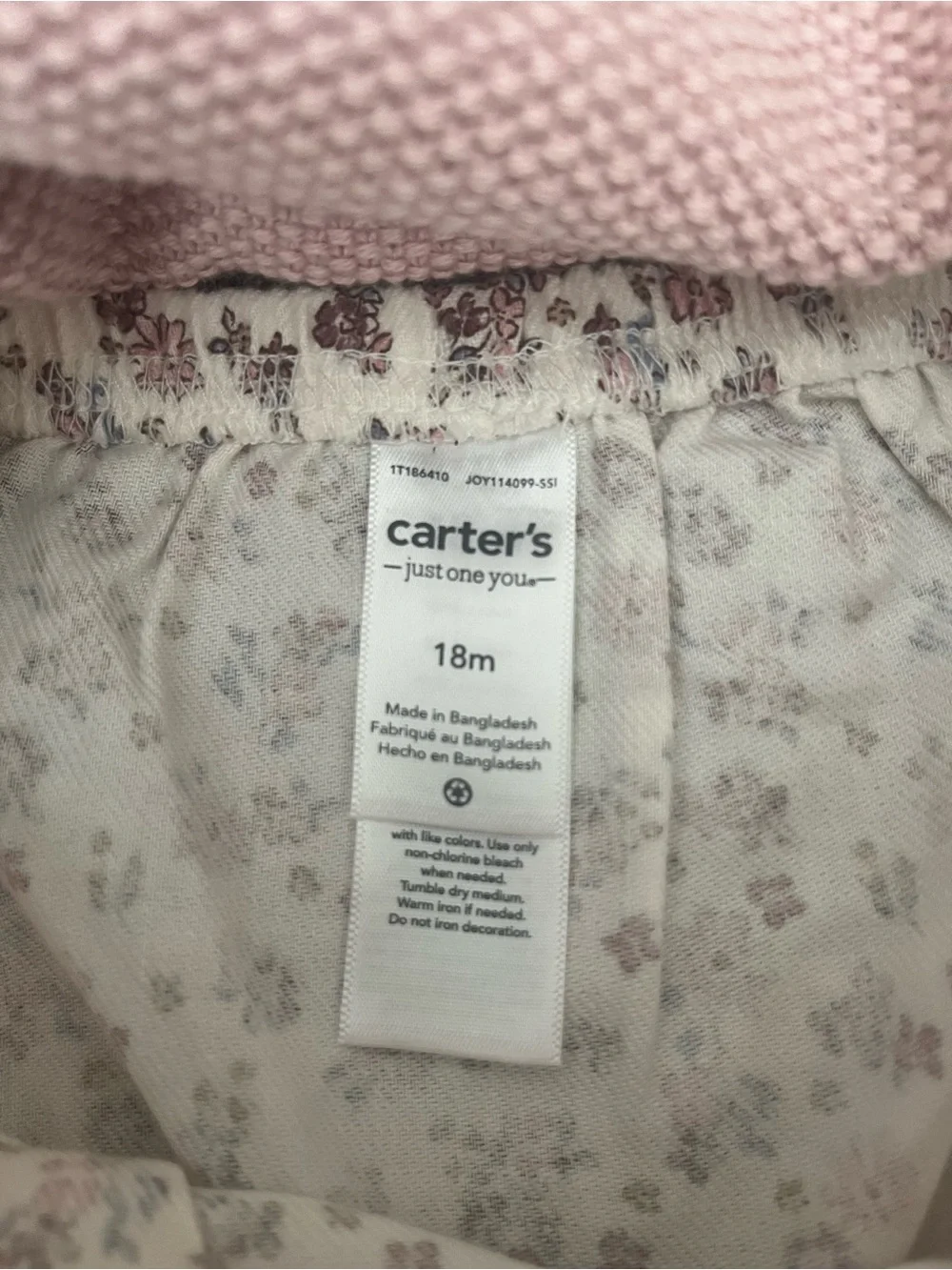 Carter's Light Pink Knit Sweater with Floral Diaper Cover